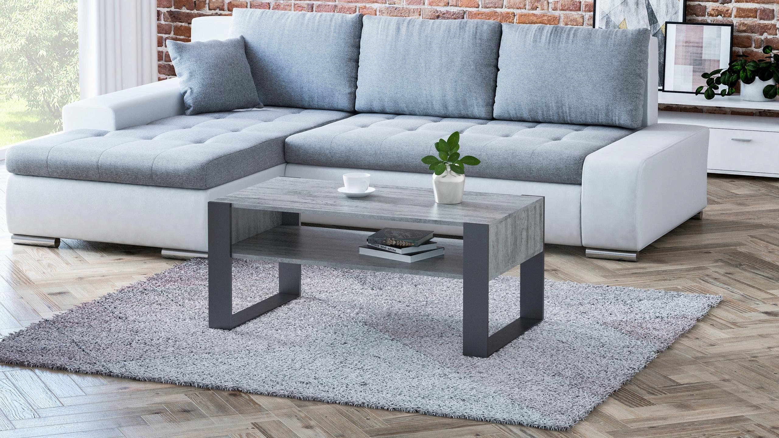Ława stolik kawowy KAJA beton-czarny loft retro - 2
