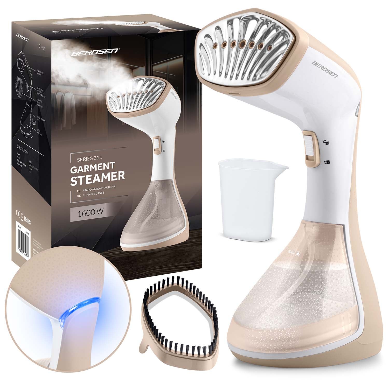 Parownica do ubrań Berdsen BD-311 Steamer parowy 1600W biały 26g/min