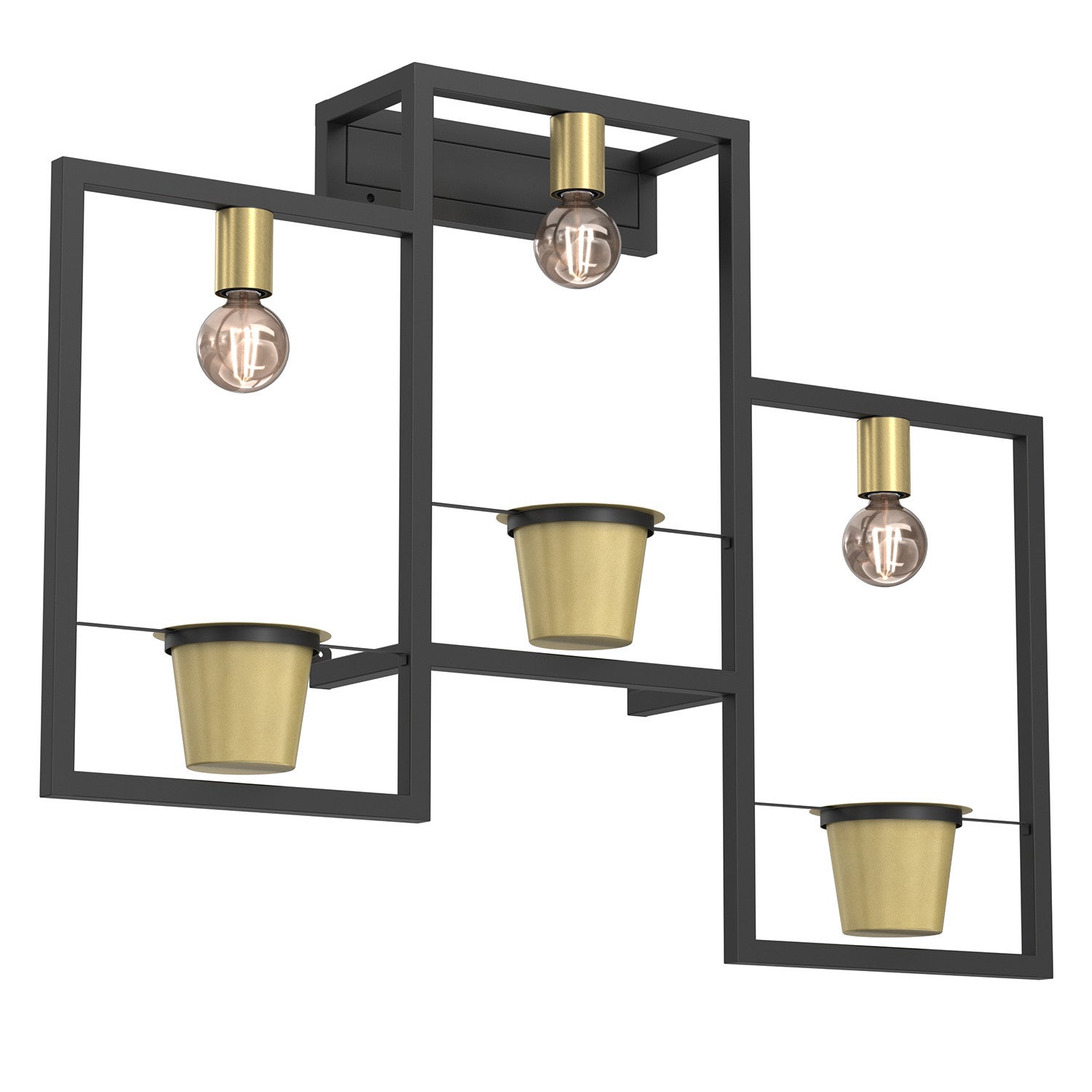 Kinkiet ścienny Flores czarny mat-złoty mat 3xE27x15W wym: 76 x 98 x 16 cm metal IP20 Luminex