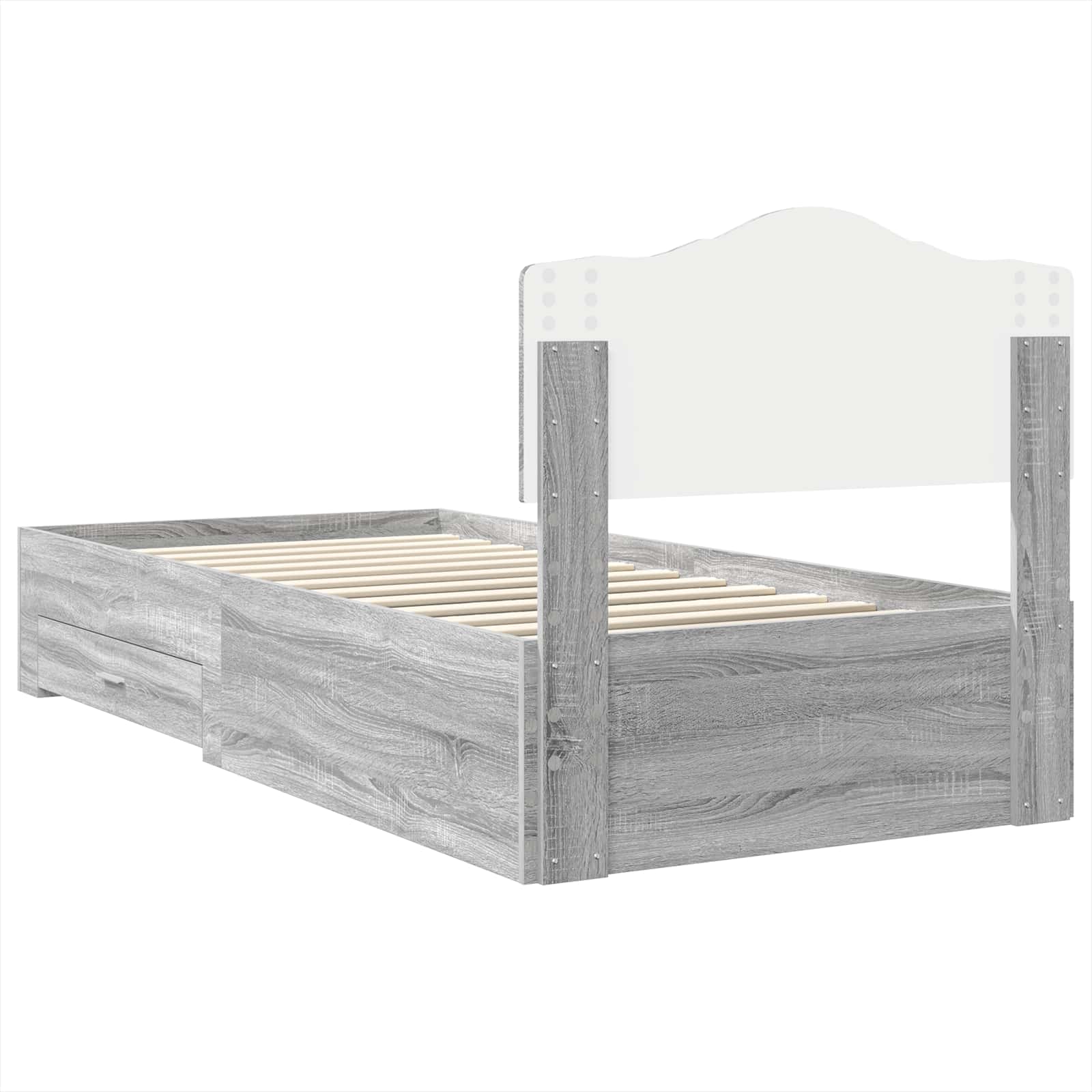 Cadre de lit gris 90 x 190 cm panneau de bois - 9