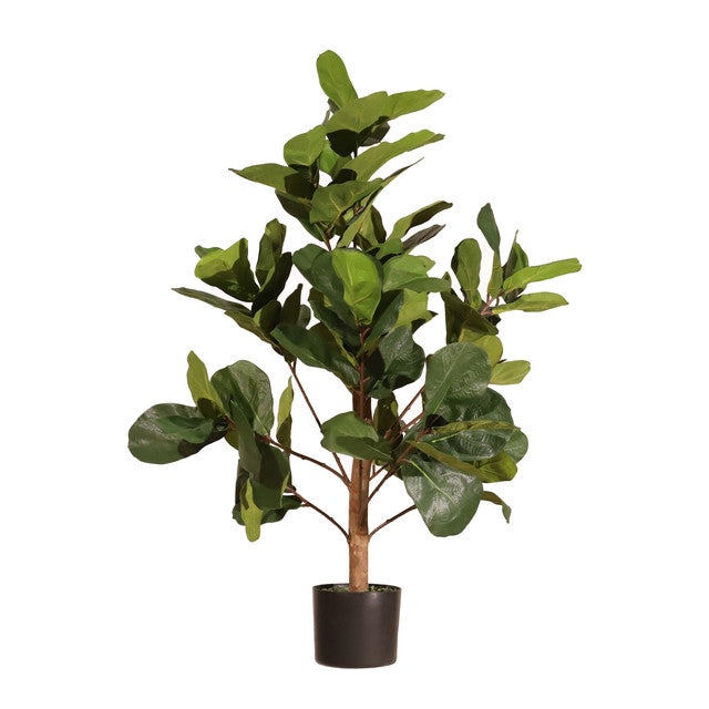 momoplant Pianta artificiale di Croton, 99,1 cm, albero di fico artificiale per la decorazione domestica, albero di ficus lyrata con vaso di plastica, piante di seta per la decorazione della casa e