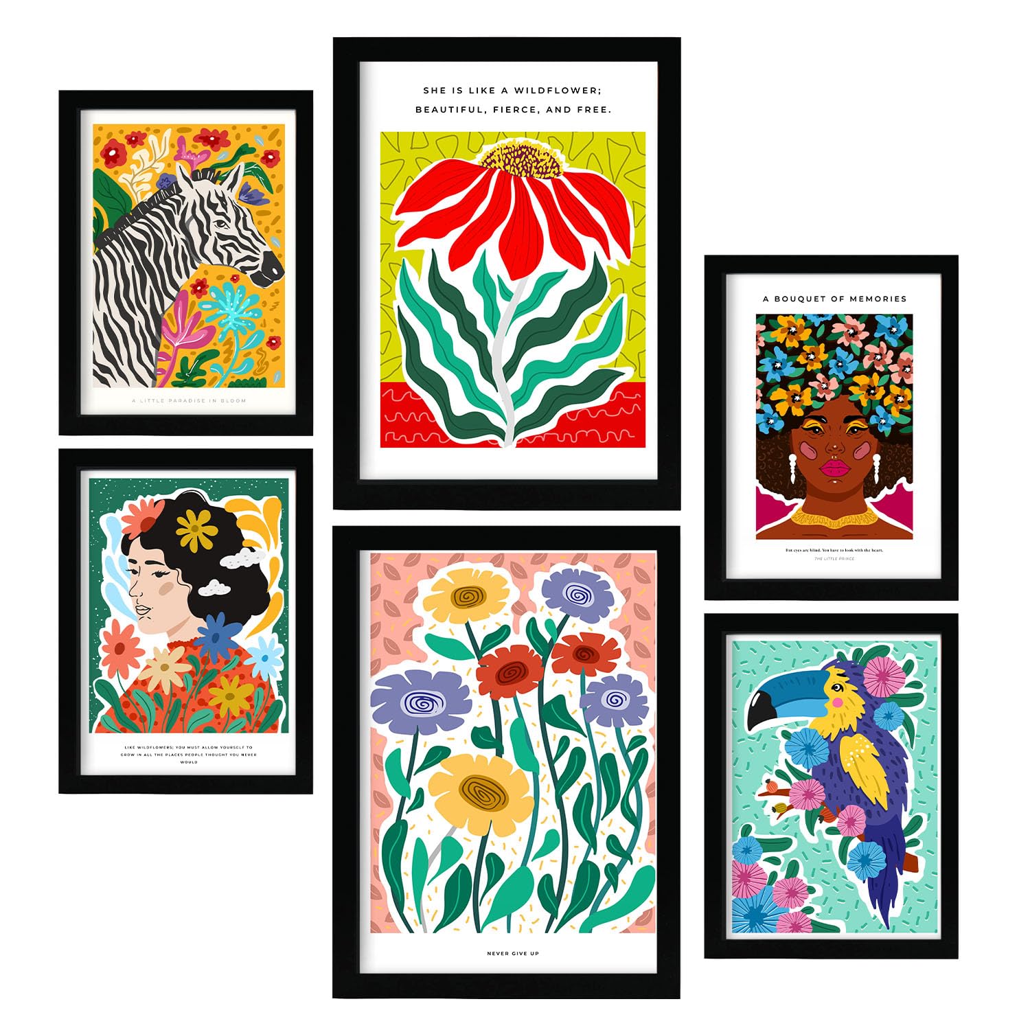 Nacnic lámina poster de paraíso galería de arte abstracta cuadros decorativos para tu salón dormitorio hogar estampados a4 y a3 con marco negro