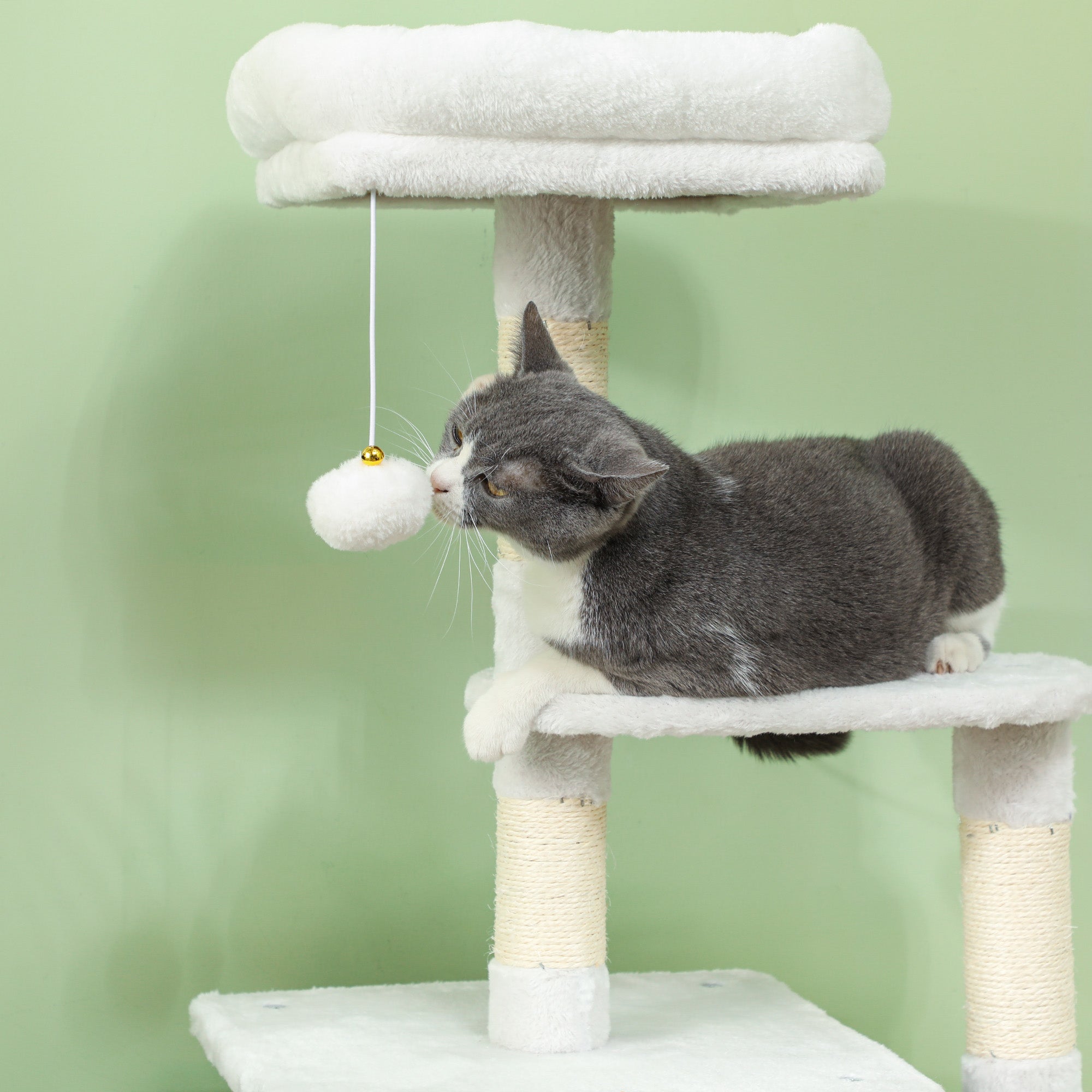 Arranhador para Gatos PawHut Melamina de Madeira e Sisal Cinza e Creme 56x34x126 cm - 5