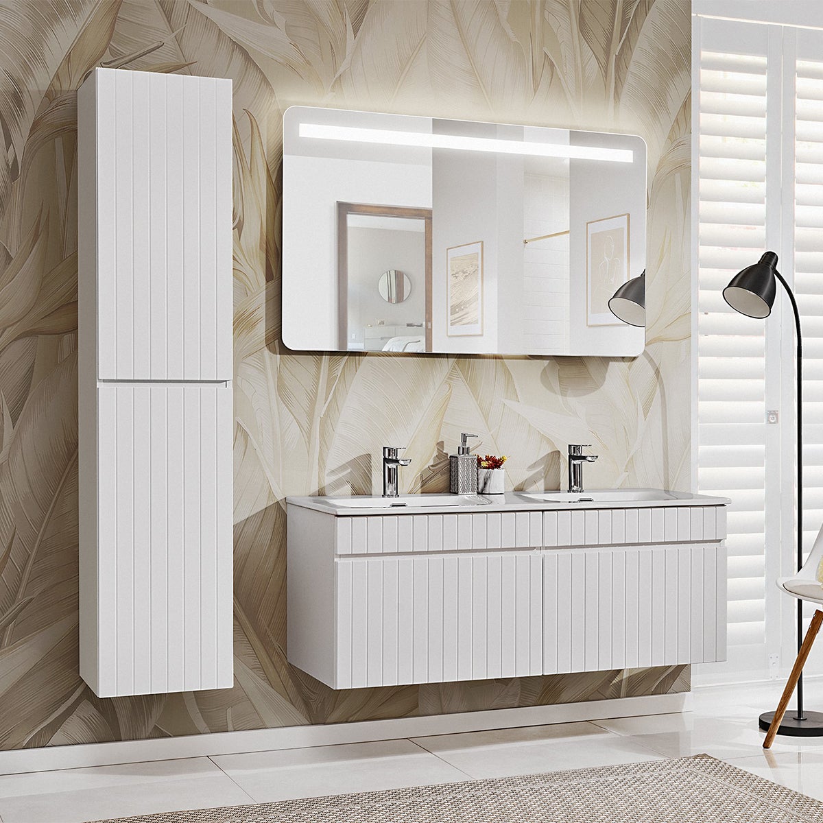 Meuble Salle De Bain Sienna Suspendu 2 Tiroirs Vasque Integrée En