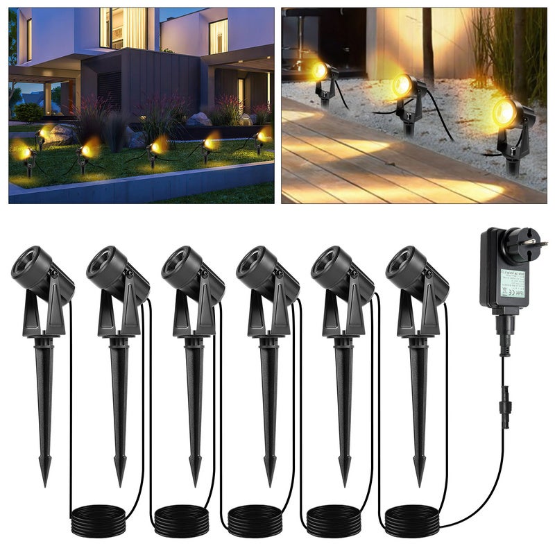 Lot De 2 Spots LED Jardin Extérieur 5W – Blanc Chaud – Orientables Avec Piquet – IP65 Étanche