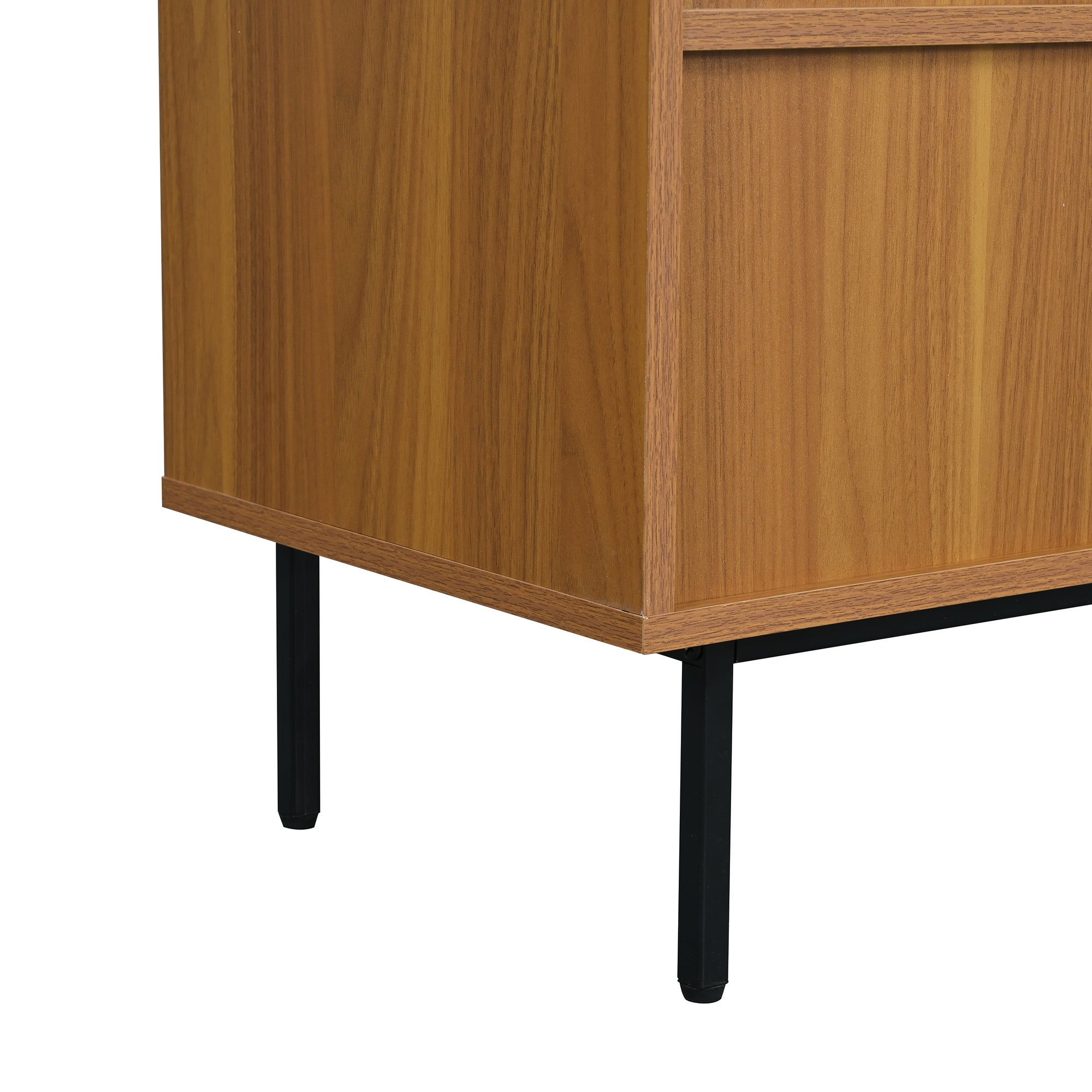 Buffet bas - avec 2 portes coulissantes et étagères réglables - Naturel - 7