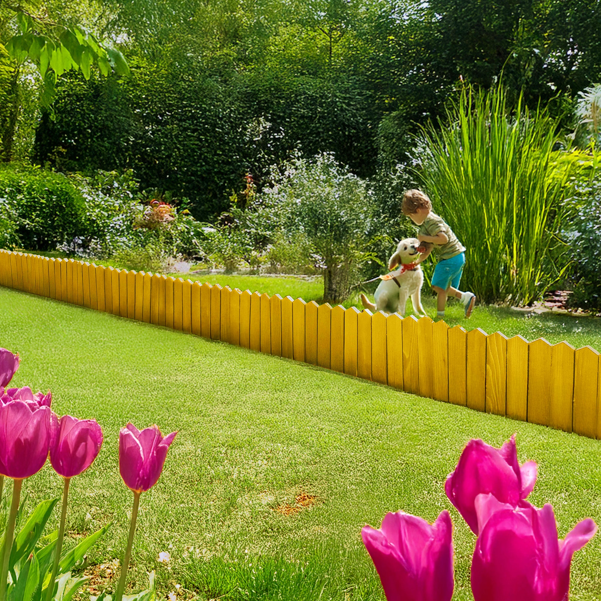 BOGATECO Rollborder lattes en bois | 40 cm de haut et 200 cm de long | Clôture en bois | Clôture parfaite comme bordure de jardin en osier | Brun - 8
