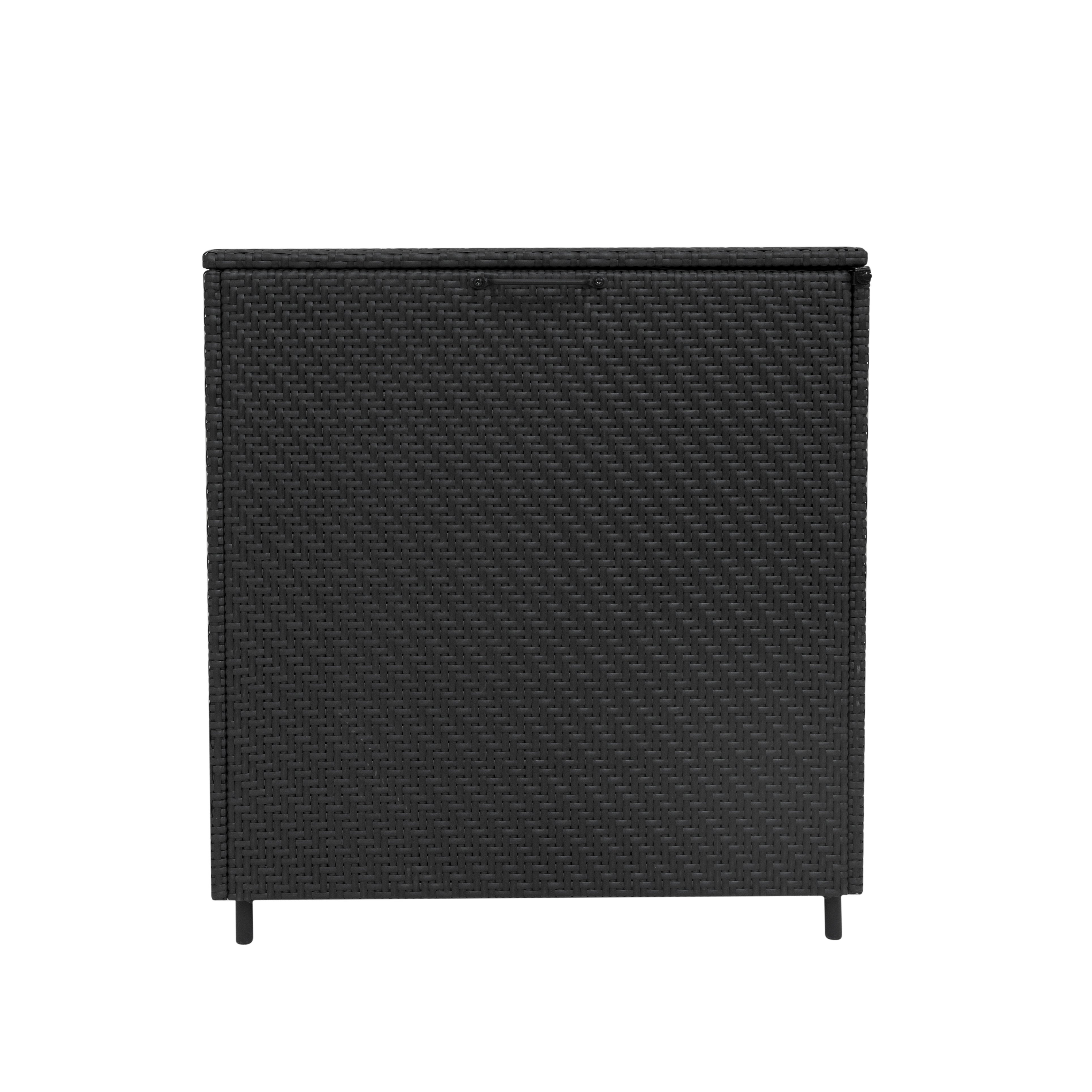 Coffre de Rangement 700 L en Rotin Noir Extérieur & Doublure Imperméable Housse Coussin Large Terrasse Cadre en Acier - 8