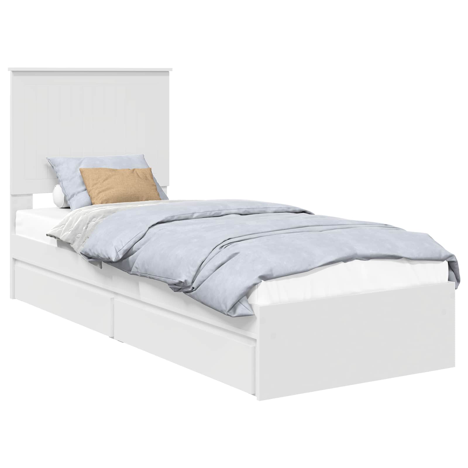 Lit de rangement blanc 75 x 190 cm en panneau de bois - 2
