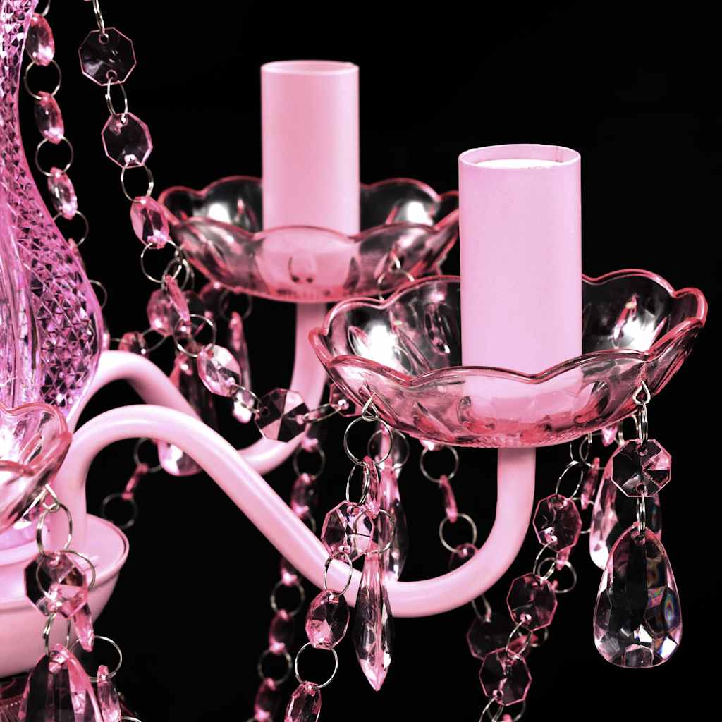 vidaXL Lustre avec 5 ampoules Crystal rose - 6