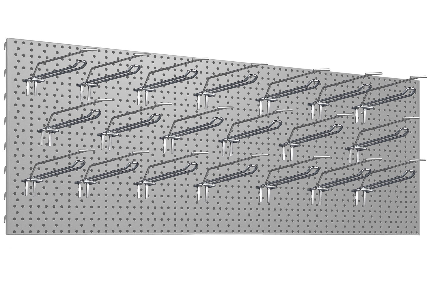 Zestaw Tablica warsztatowa 100x40cm jasny szary + 20x Zawieszki podwójne z wysięgnikiem fi4 20cm KTD