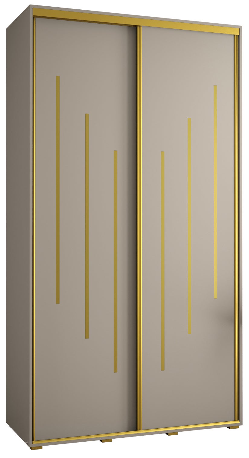 Szafa przesuwna wysoka Dakota 8 130 x 45 x 235,2 cm kaszmir + u. Złoty - Abiks Meble