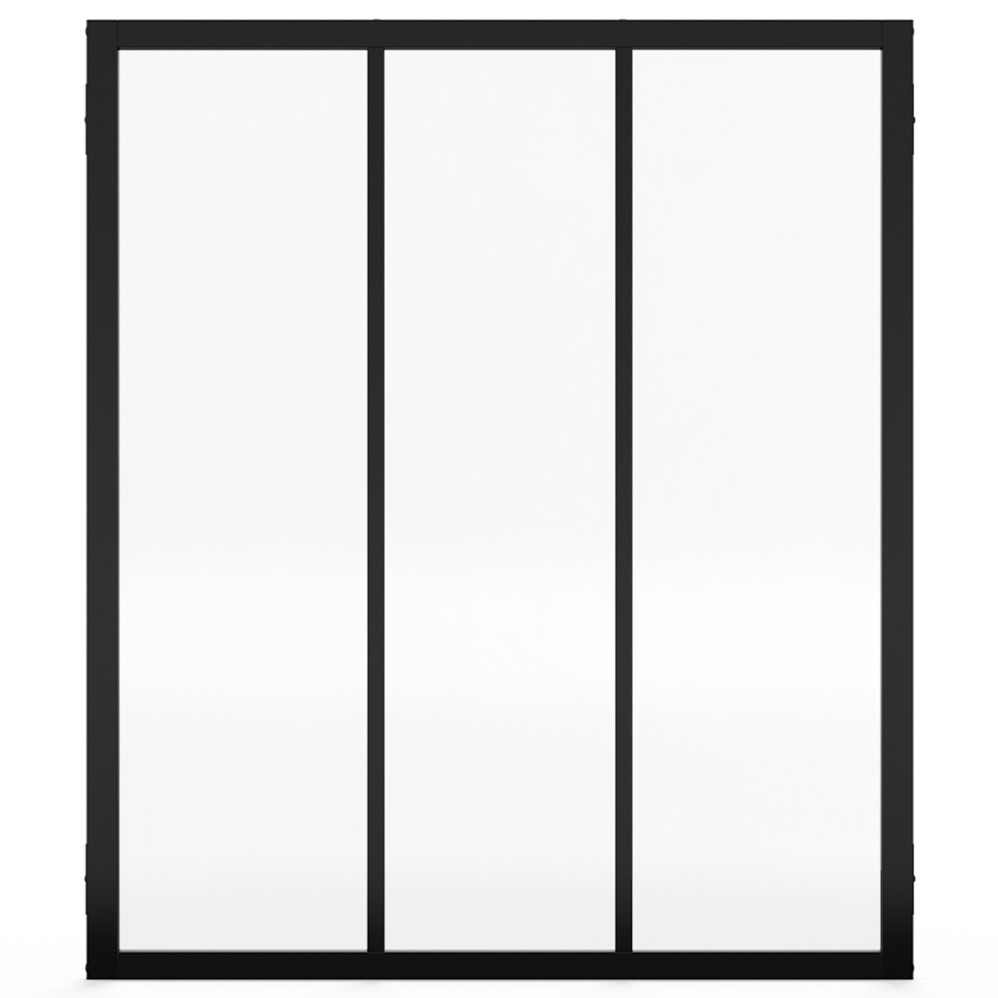 Verrière atelier 3 vitrages L. 93 x H. 108 cm en métal noir et verre trempé - 3