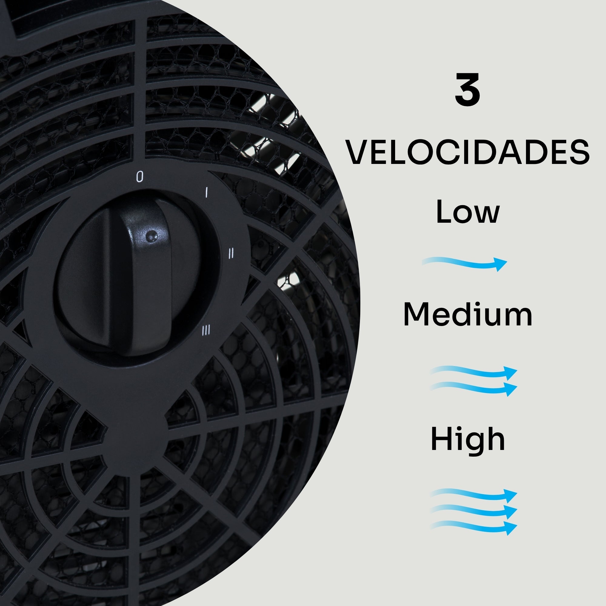 Ventilador de mesa silencioso Mellerware Air Power 30 | 30 W de potência | 3 velocidades | 3 pás | Fluxo de ar refrescante | Fácil de transportar | Al - 3