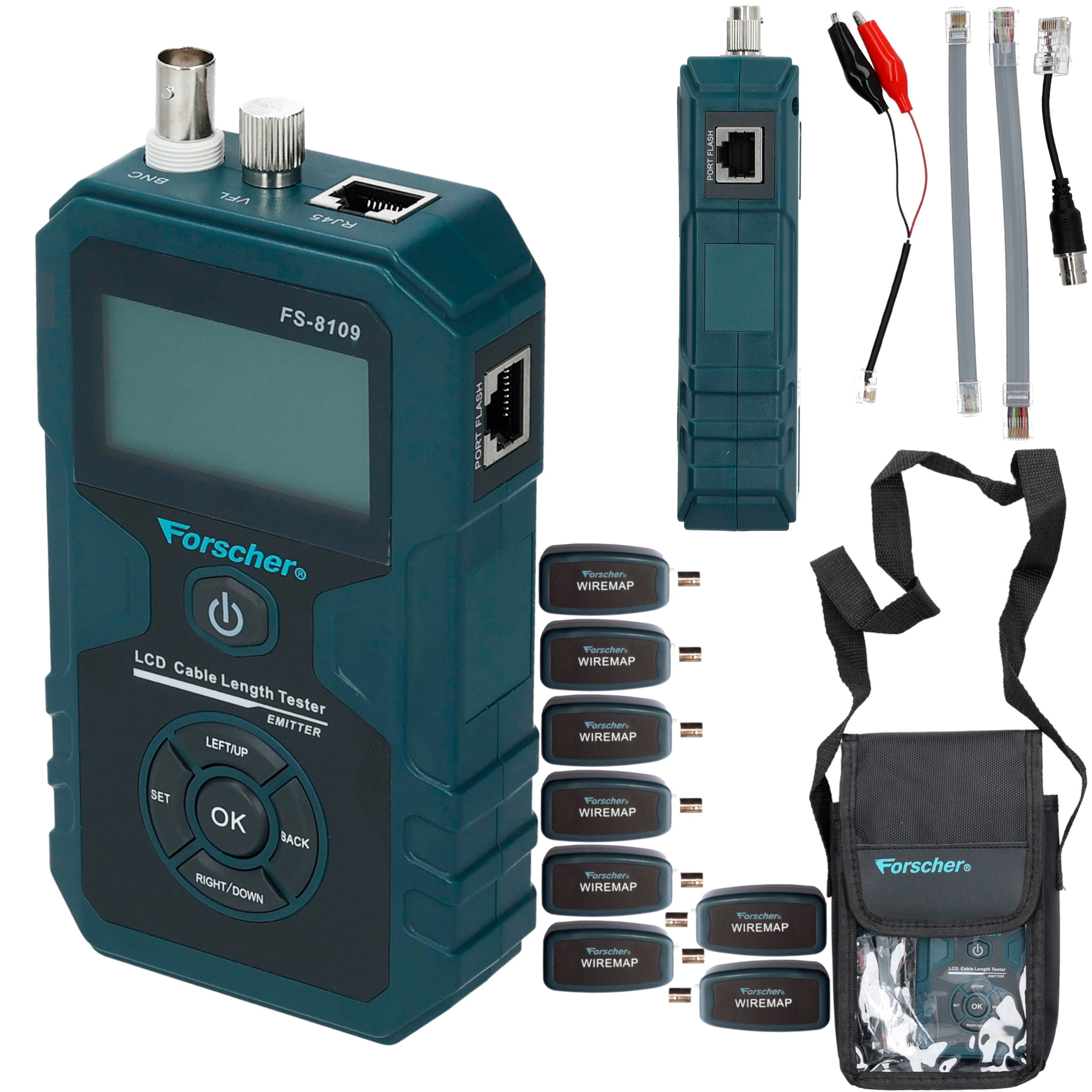 FORSCHER FS8109 TESTER SIECI INTERNETOWEJ LAN RJ45 PoE + 8 TERMINATORÓW