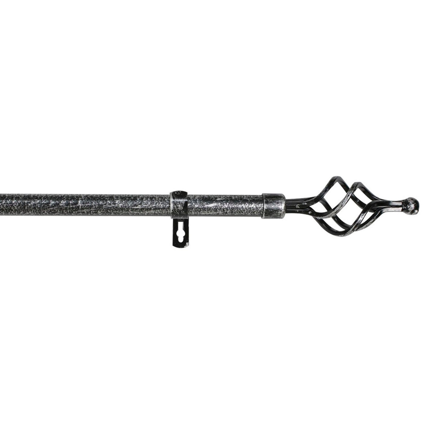 Home mercury-barra sencilla forja universal extensible,barra de cortinas decorativa extensible (negro+gris, 120-210cm trenza)