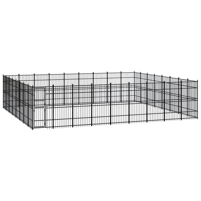 Cuccia Per Cani Da Esterno Con Recinto 5x3x1,9m Acciaio Zincato