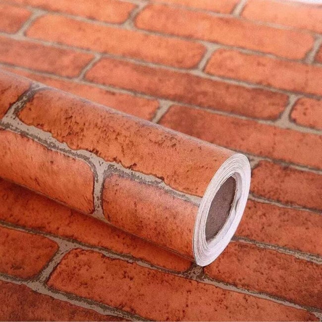 Samoprzylepna tapeta z wzorem czerwonej cegły. Łatwa w montażu i usuwaniu. Wymiary: 45 cm x 10 m.