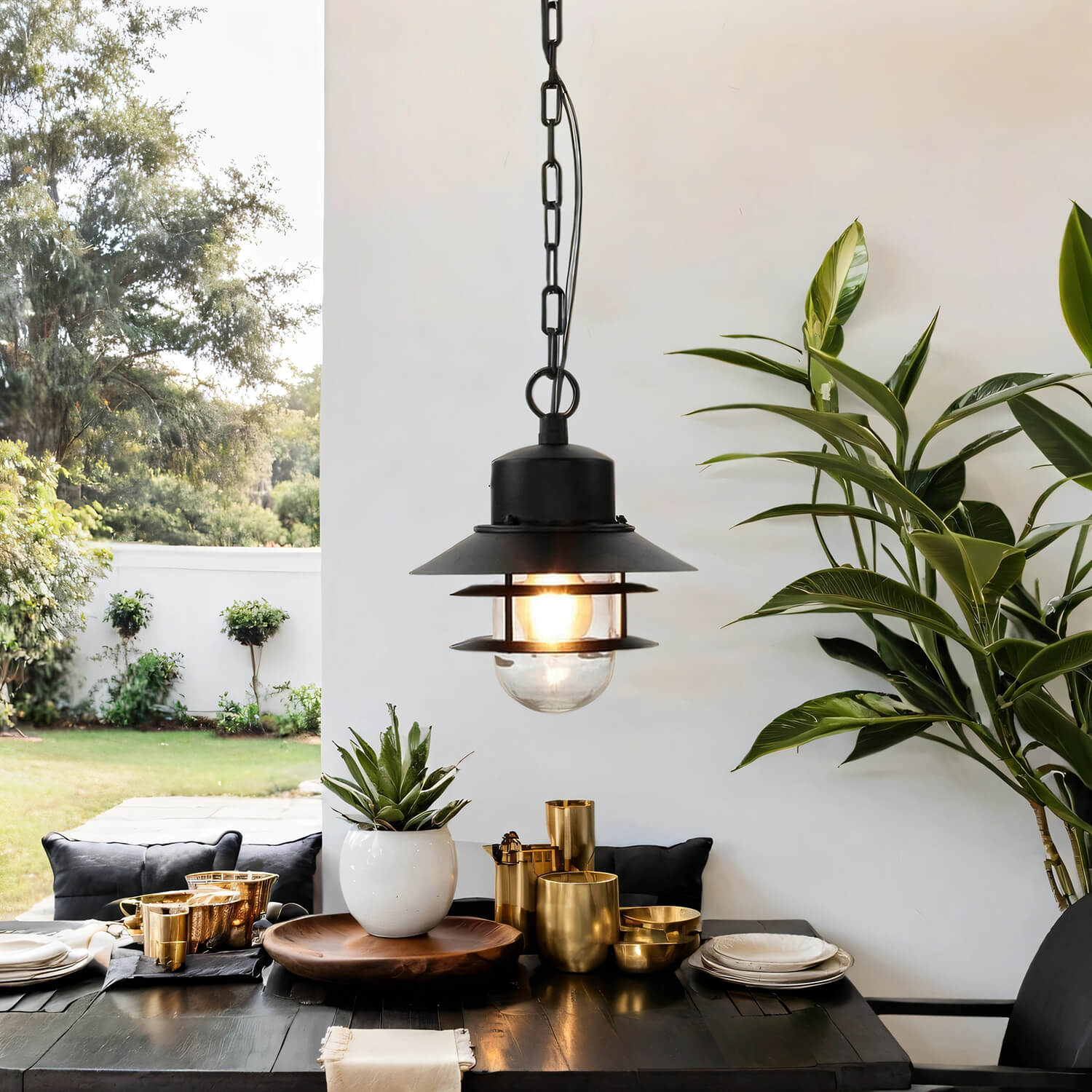 Suspension Ext rieure Maison IP44 Noire E27 22cm Luminaire Suspendu 