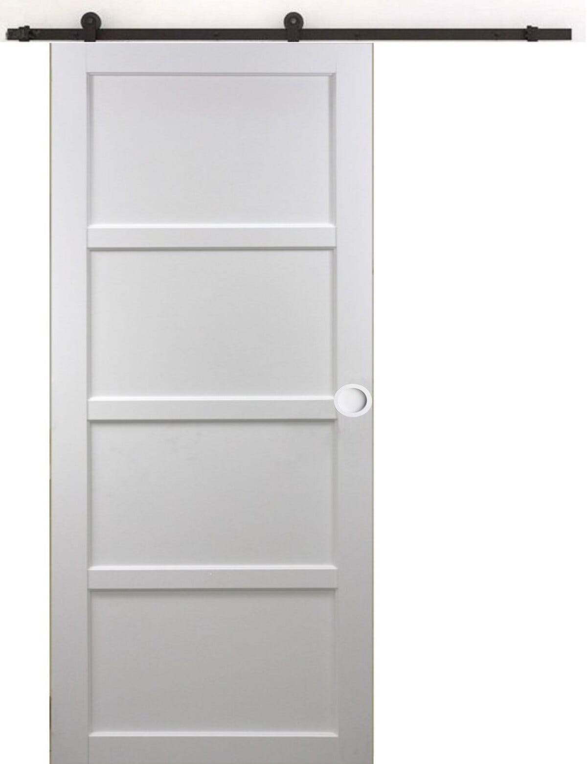 Porte Coulissante Tamera Blanc 4 Panneaux H204 X L63 + Rail A Roulettes ...
