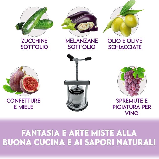 Spremipomodoro Elettrico Torchio Per Uva E Frutta In Acciaio Inox - 5 Litri Con Manovella Premitutto 5 Litri