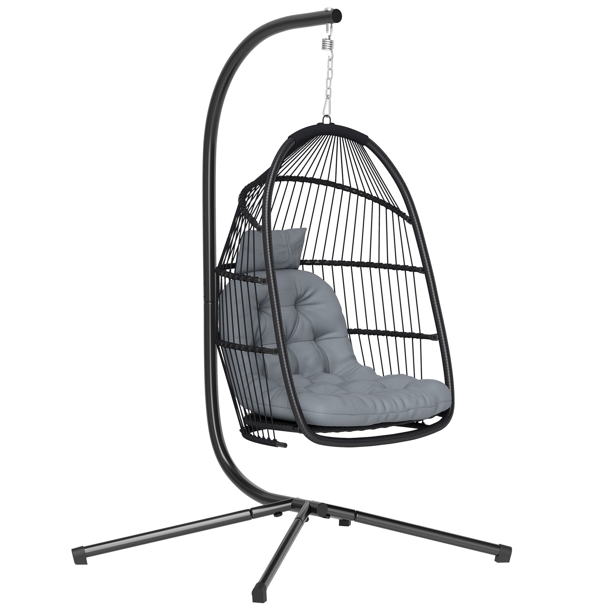 Cadeira Suspensa Outsunny Aço, PE Cinzento Escuro 107x100x196 cm - 2