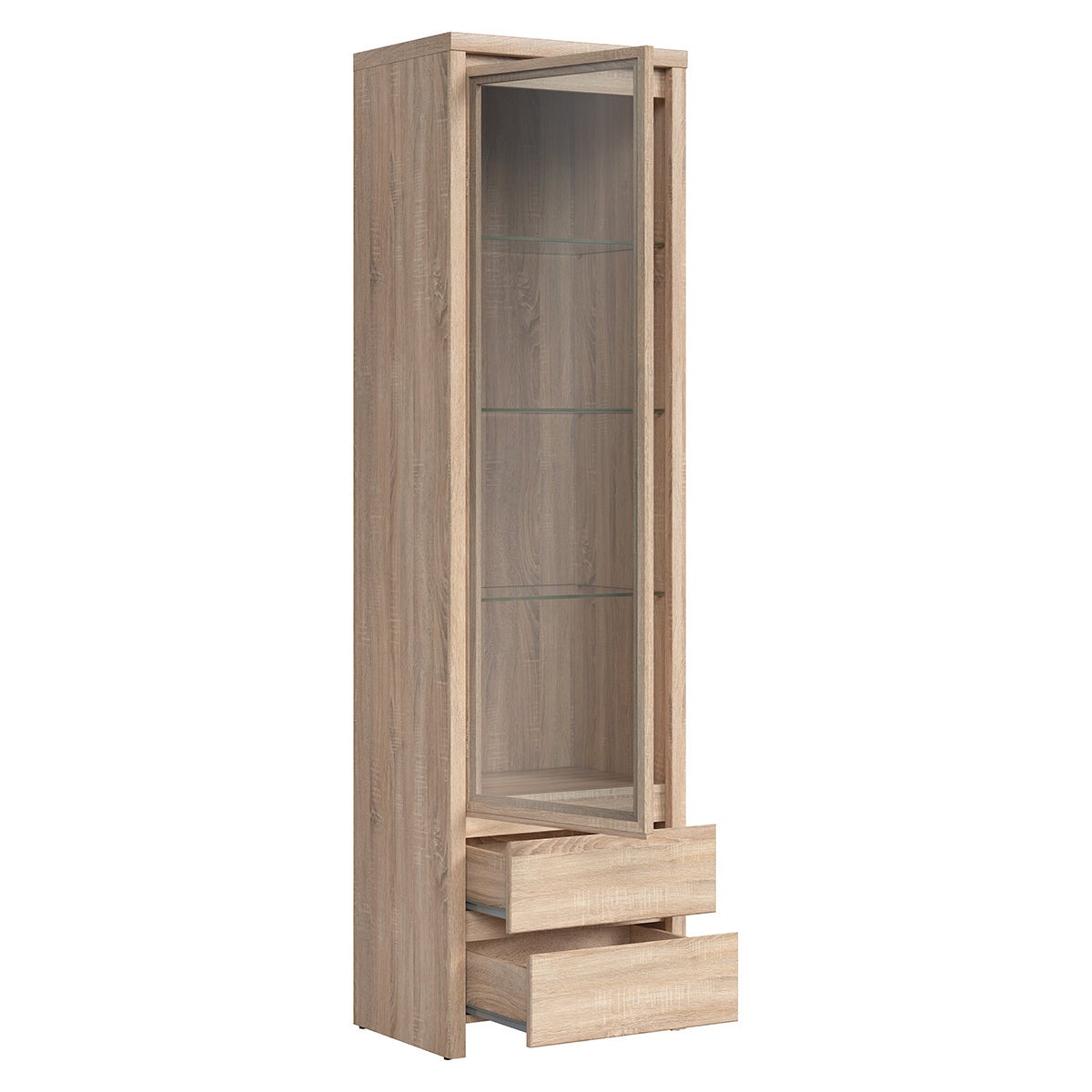 Vitrine 1 porte 2 tiroirs Soren Bois - 2
