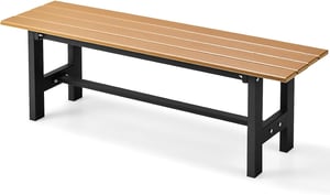 Banc de Jardin en HDPE et Cadre Métallique, Charge 300KG, 120 x 36 x 40,5 cm (Marron)