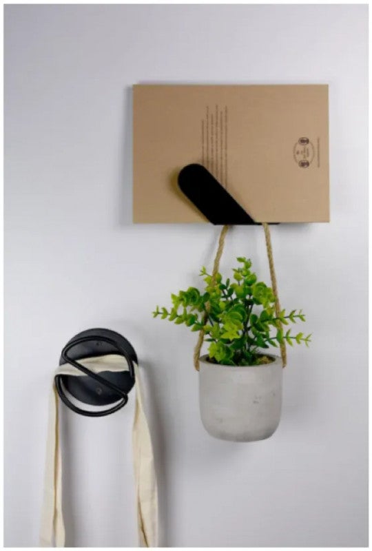 Patère porte manteau mural à 1 tête en acier noir, L. 174 x H. 73 x P. 35 mm - 3