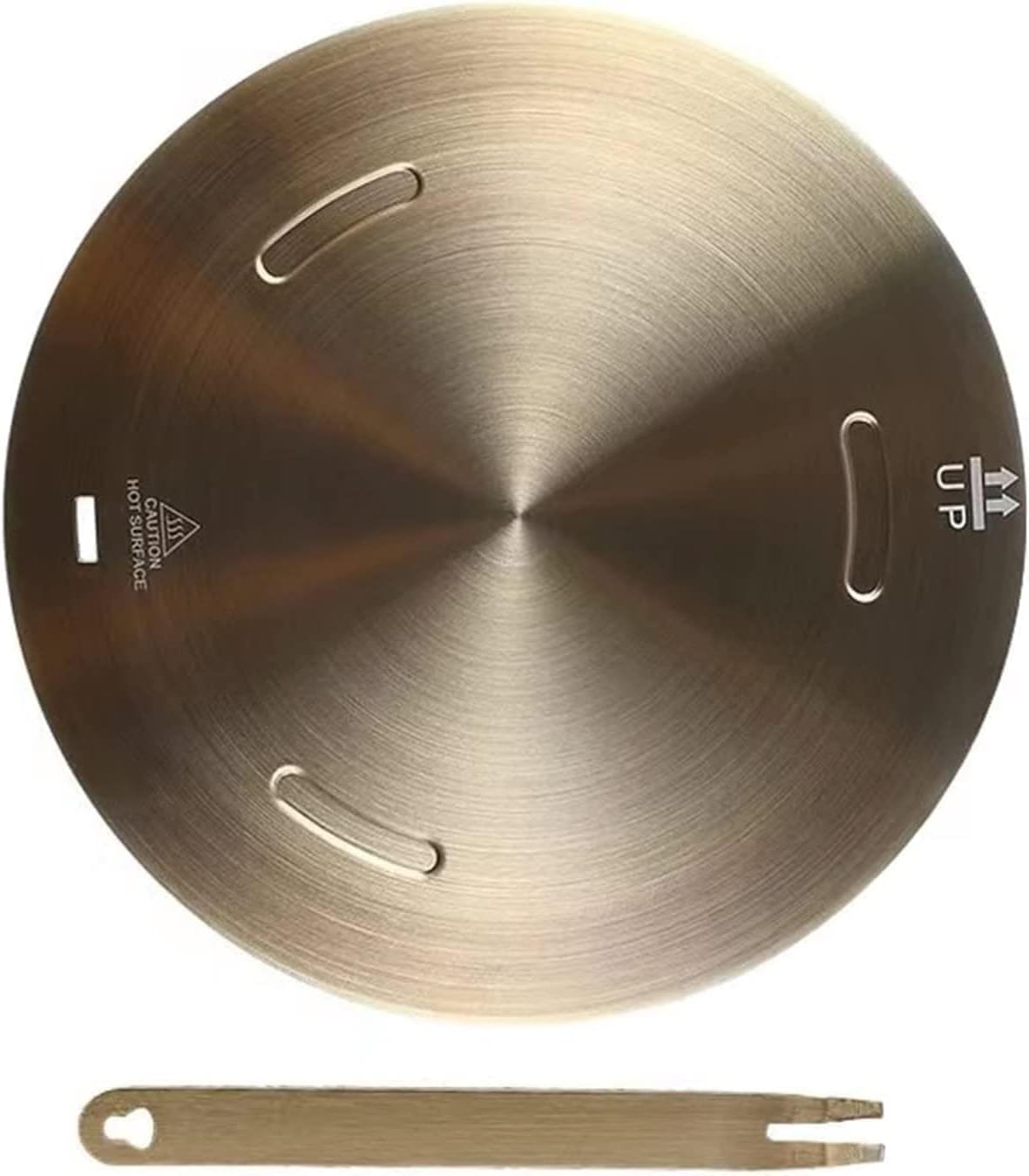 Placa conductora de calor para cocina de gas - difusor de calor de acero inoxidable - con mango extraíble - 28 cm - oro rosa