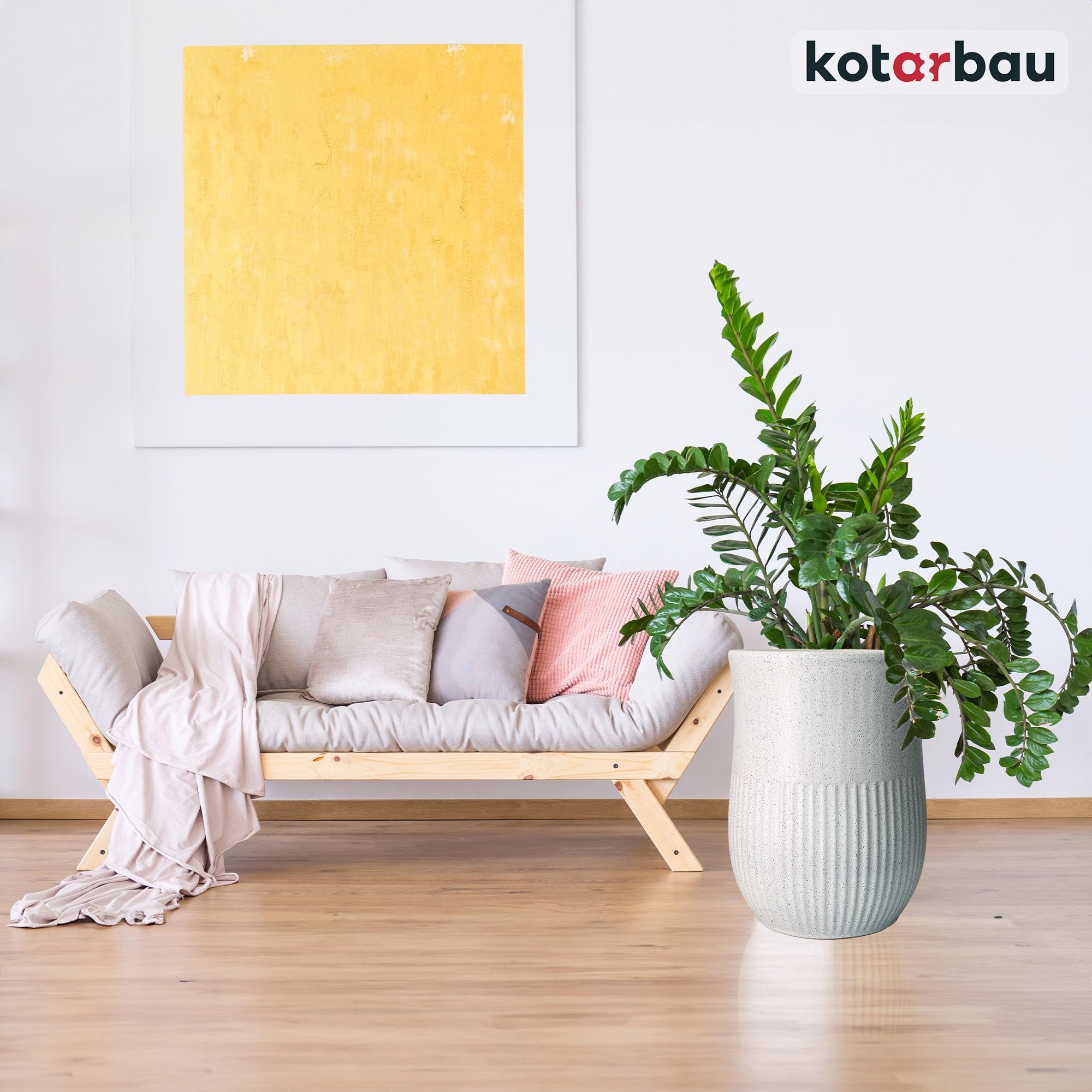 Lot de 2 Pots de Fleurs en Céramique - Diamètre : 23 cm - Diamètre : 31 cm - Blanc - Terrazzo - Pot de Fleurs en Céramique - KOTARBAU - 8