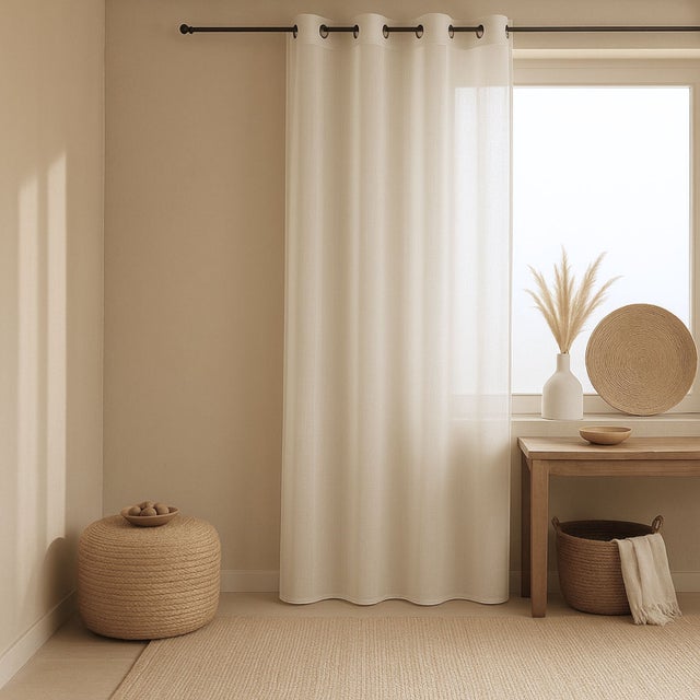 Voilage - Effet lin fluide - Ivoire - 140x240 cm - Polyester