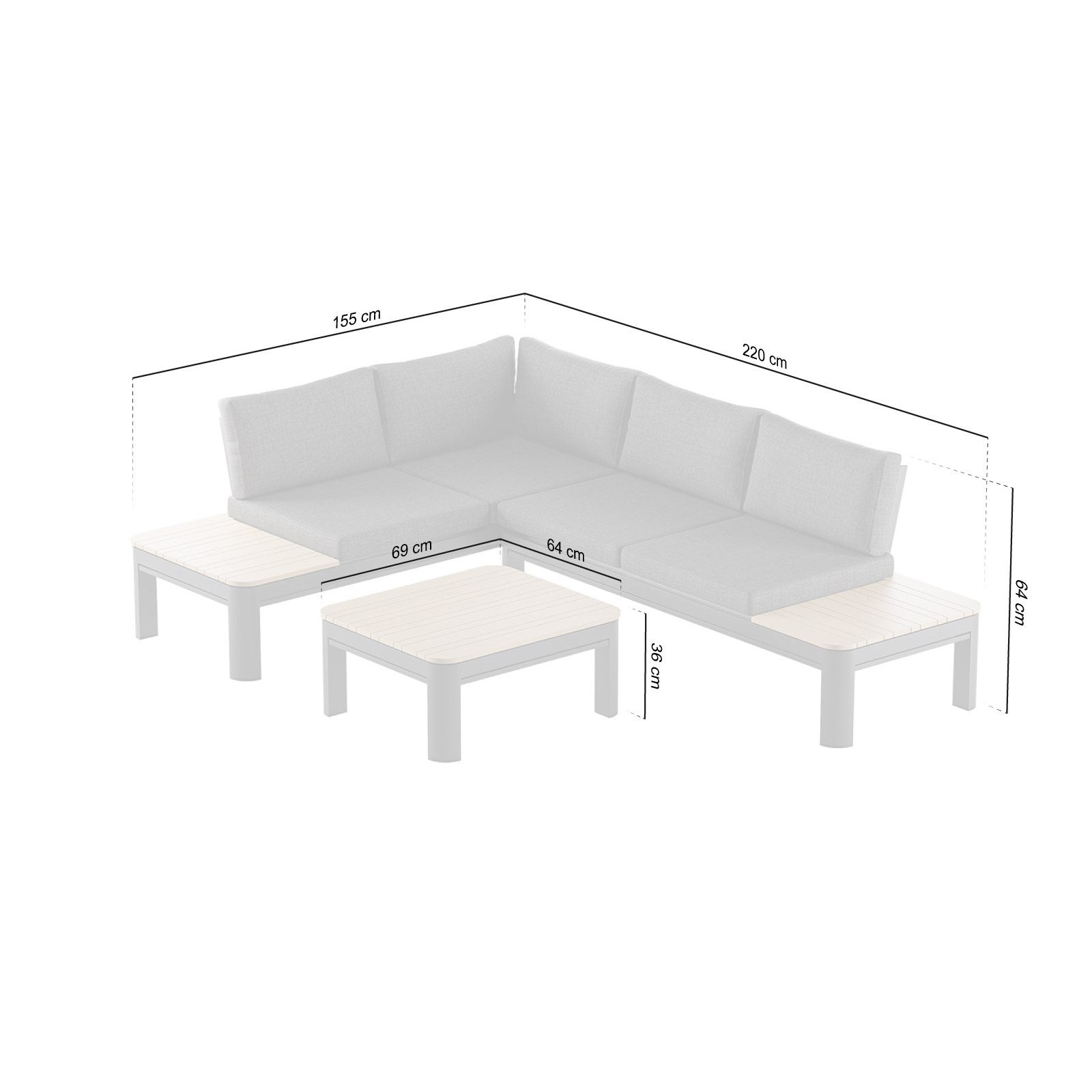 Narożnik ogrodowy aluminiowy BELLANTI Milano Bliss 4-osobowy Dark Grey - 7