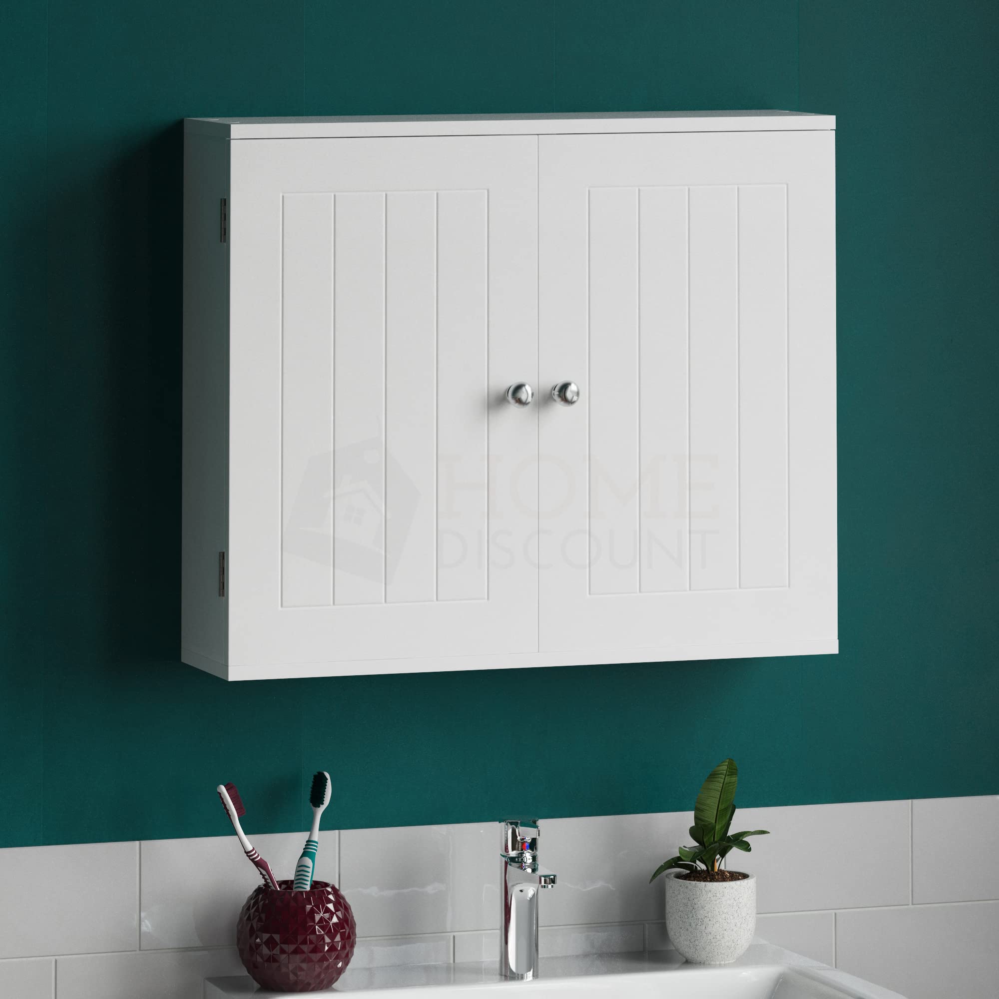 Arredo bagno sottolavabo armadietto HWC-B41 60x60x30cm bambu legno chiaro bianco | Leroy Merlin