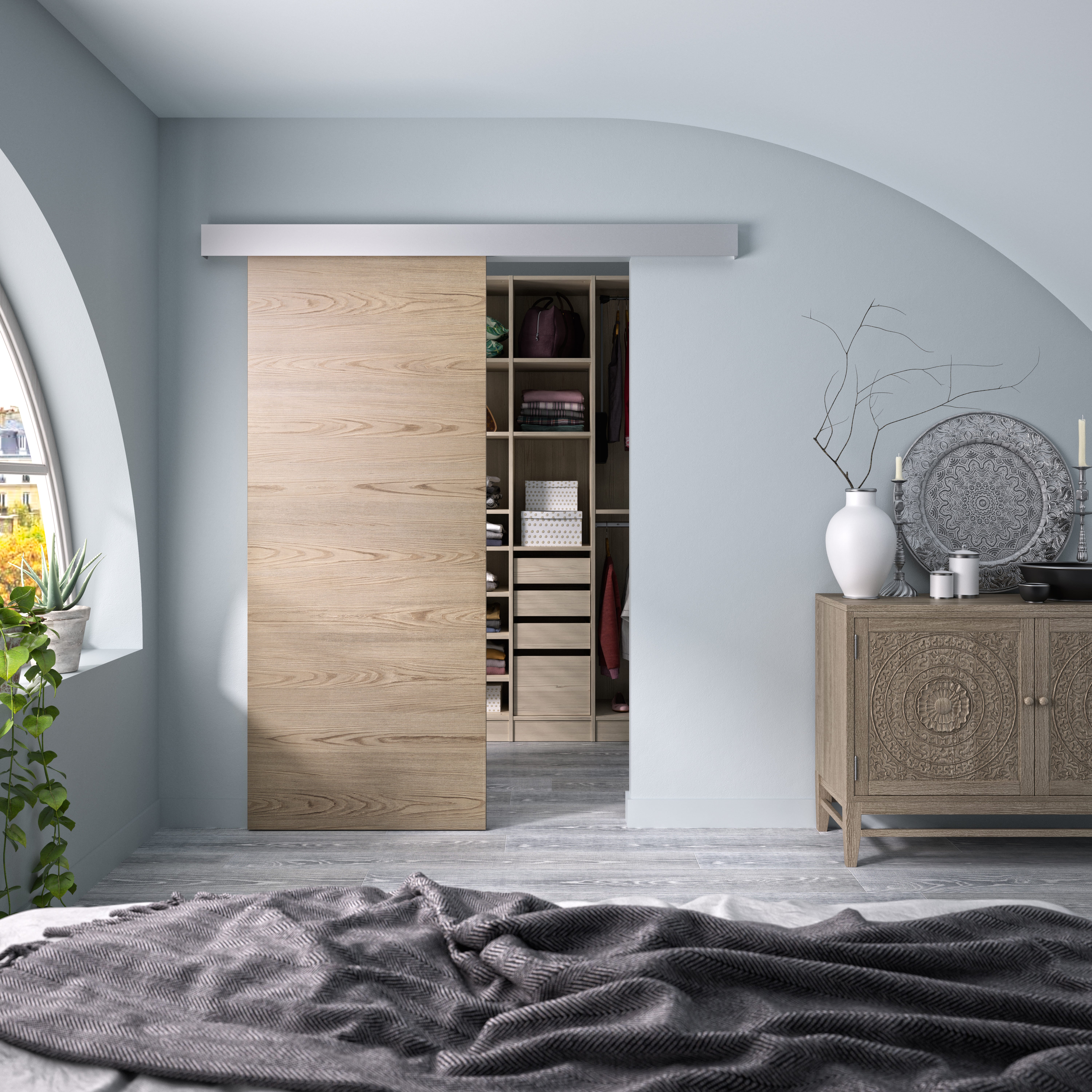 Porte coulissante Noisette - L930mm - non percée - 2