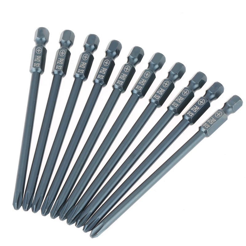 Jeu de 10 embouts de tournevis magnétiques PH1 PH2 pour ménage et Jeu de 10 embouts de tournevis magnétiques PH1 PH2 pour ménage et