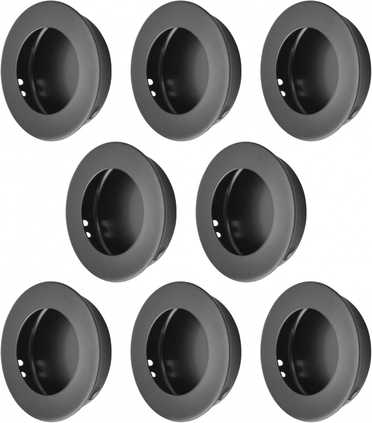 Set de 8 mânere rotunde din oțel inoxidabil, încastrate, pentru uși glisante de bucătărie (negre) 8buc