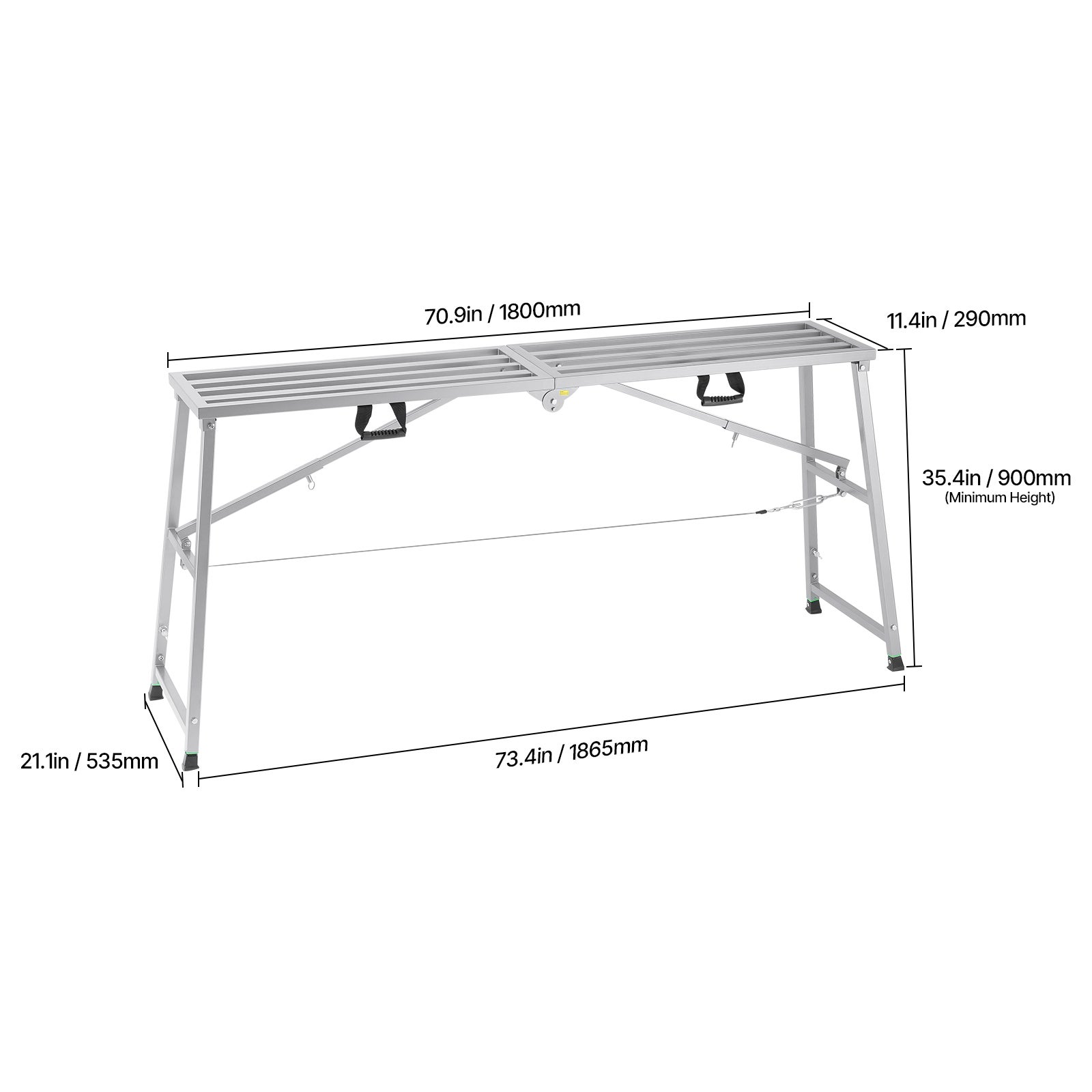 Plateforme travail,SucceBuy hauteur réglable à 4 vitesses,escabeau pliable acier allié,échafaudage portable,capacité charge 880 lb,antidérapants - 2