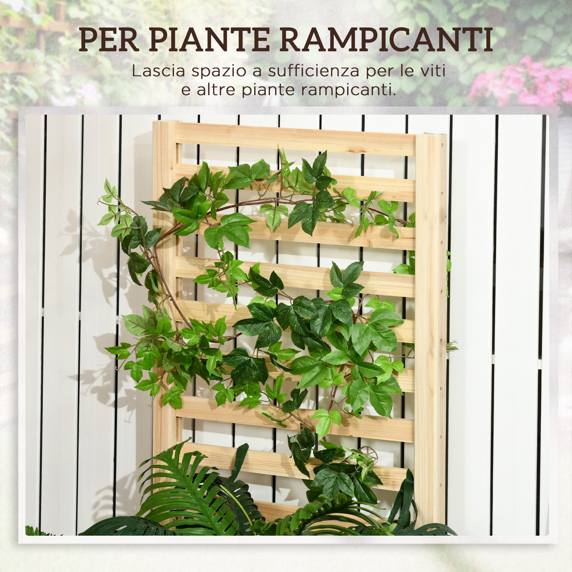 Carré potager surélevé avec treillis pour plantes grimpantes, bois de sapin, 230x60x110 cm, couleur bois - 6