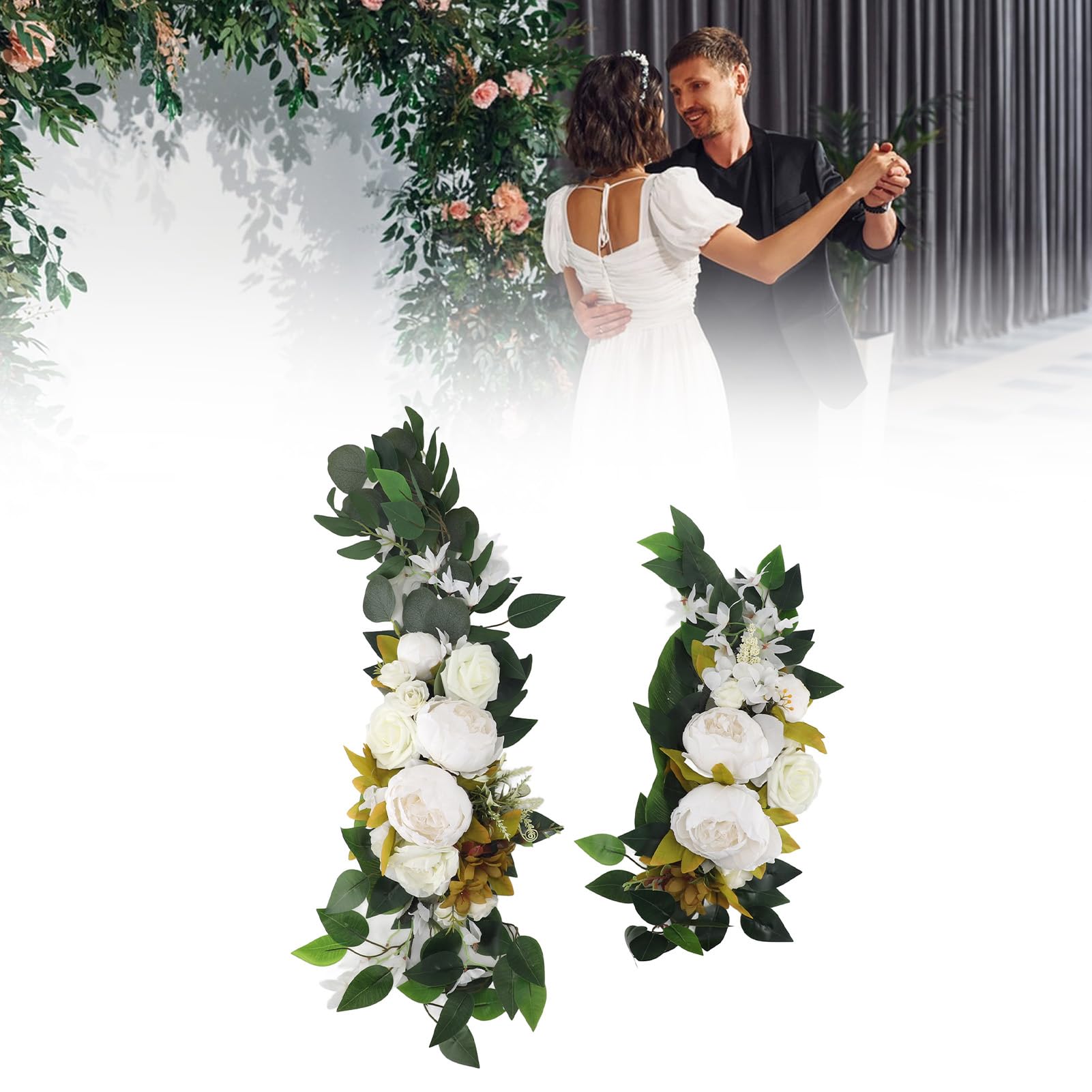 Arco nuziale Drappeggio Fiore artificiale Cartelli di benvenuto