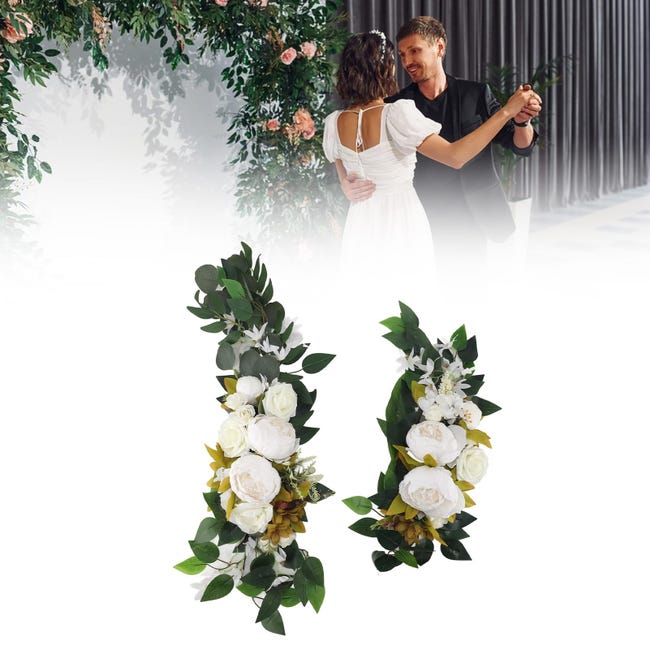 Arco nuziale Drappeggio Fiore artificiale Cartelli di benvenuto