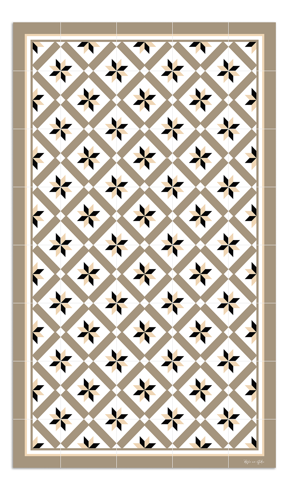 Alfombra de vinilo hidráulica 24 marrón 65x140 cm pvc cocina salón comedor