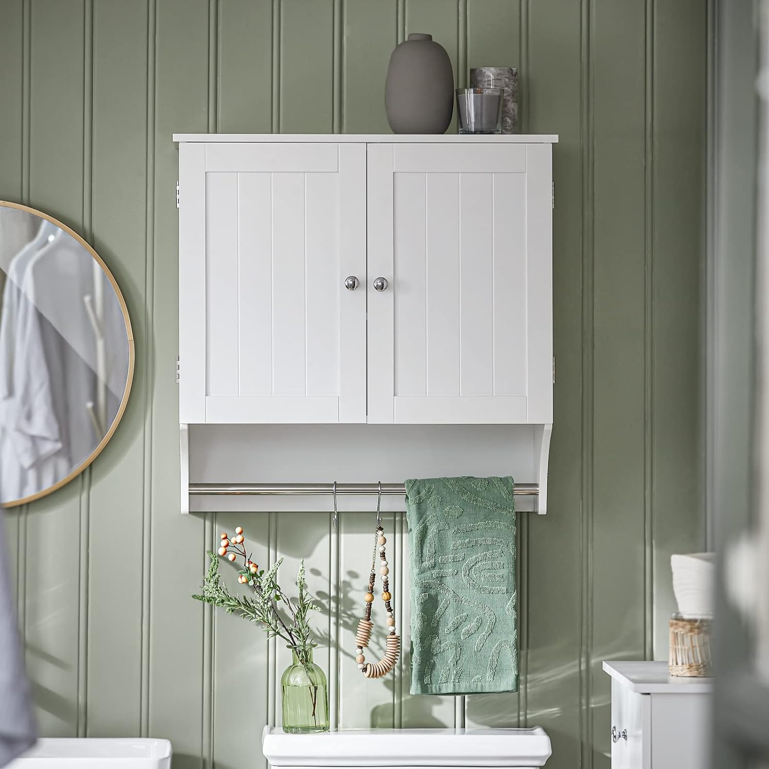 Armadietto Da Bagno Sospeso SoBuy | Bianco 60x30x60cm | Con Ante A Chiusura Magnetica - Foto 12