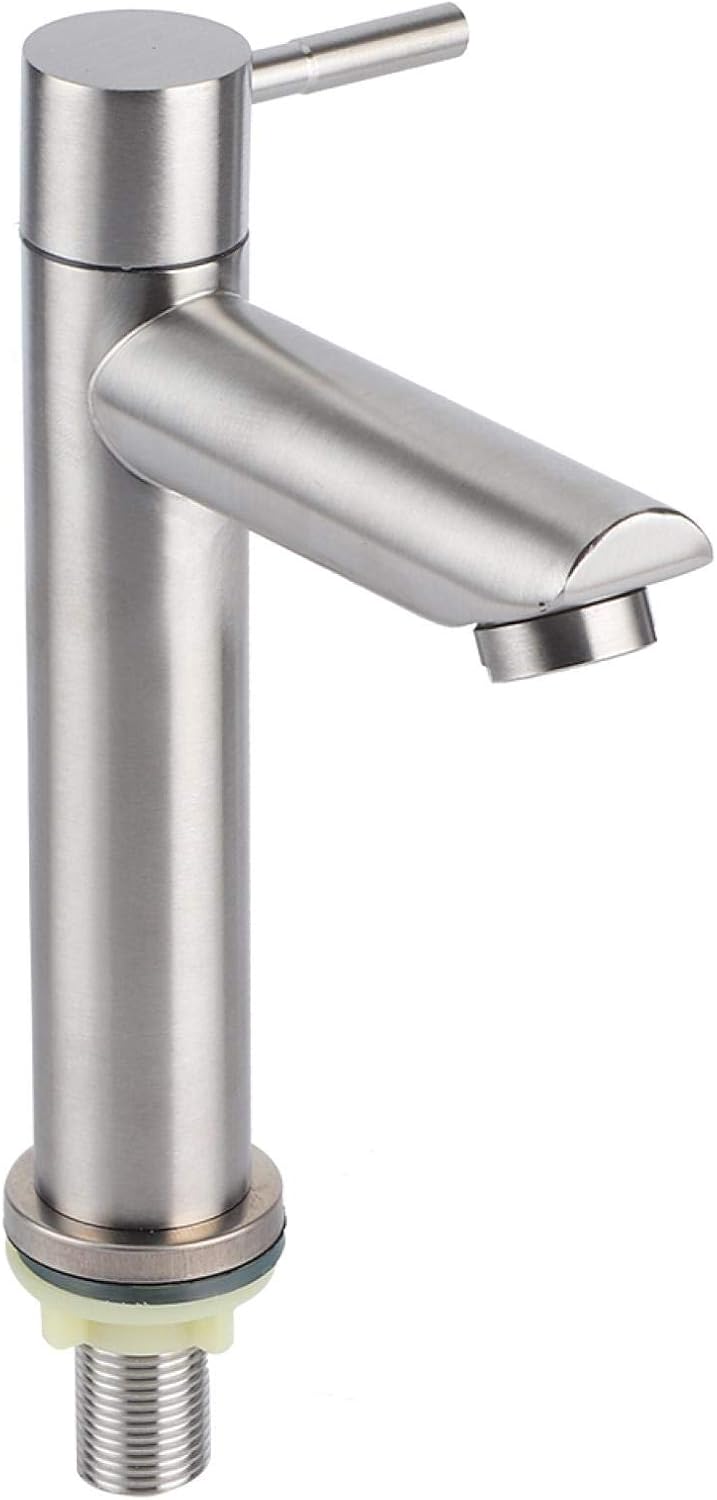 Jednootworowy kran umywalkowy ze stali nierdzewnej szczotkowanej do zimnej wody, jednouchwytowy