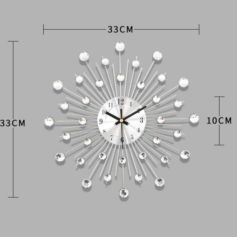 Orologio da parete gigante in argento con strass, orologio da parete silenzioso in metallo, design creativo per soggiorno, 50 cm | Leroy Merlin