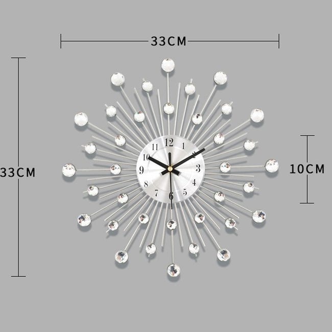 Orologio da parete gigante in argento con strass, orologio da parete silenzioso in metallo, design creativo per soggiorno, 50 cm | Leroy Merlin Orologio da parete gigante in argento con strass, orologio da parete silenzioso in metallo, design creativo per soggiorno, 50 cm | Leroy Merlin