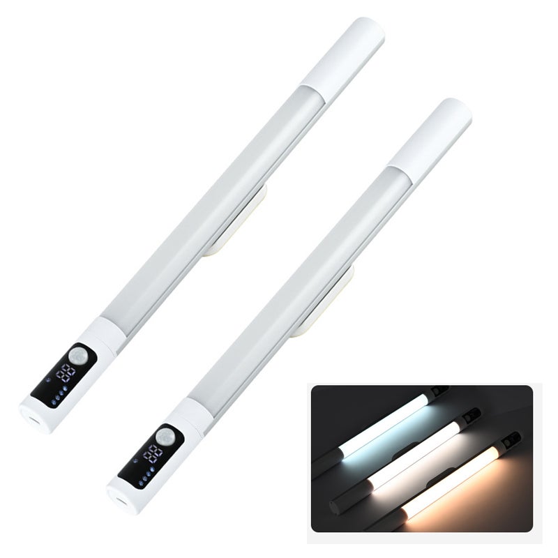 2 Lampki LED podszafkowe, regulowany kąt, oświetlenie 3-tonowe, światło ładowane z czujnikiem ruchu, kinkiet – Srebrny – 2000 mAh