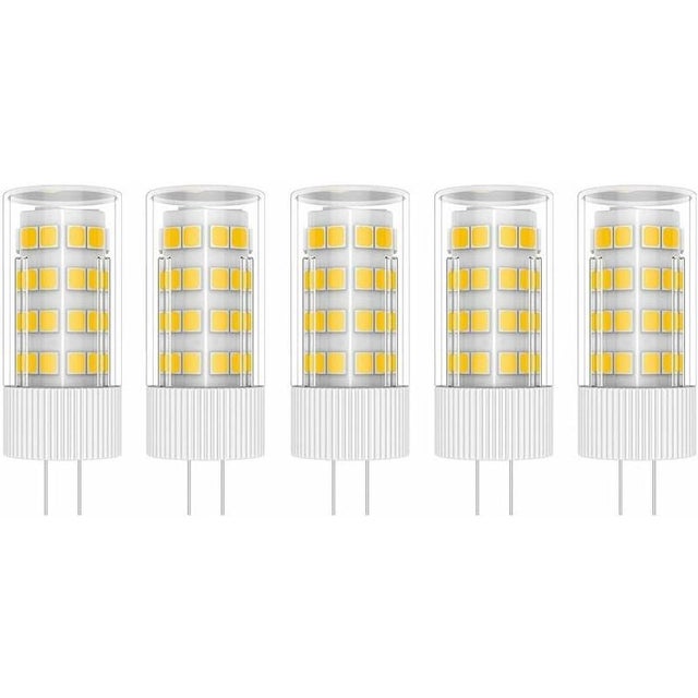 Paquete de 5 bombillas LED G4 de 5W – 51 SMD 2835 Blanco cálido 3000K, reemplazan a las halógenas de 50W CA/CC 220V