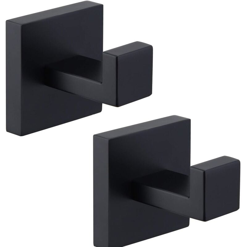 Zestaw 2 matowych czarnych wieszaków na ręczniki, wieszak na ubrania ze stali nierdzewnej SUS304, wieszak na ręczniki, wieszak ścienny do łazienki w