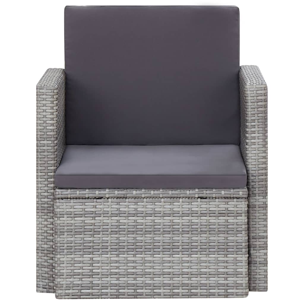 Chaise de jardin avec coussins Résine tressée Gris - 2